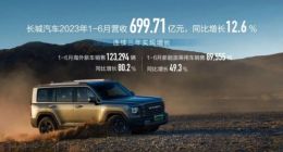 长城汽车2023年上半年营收699.71亿元 同比增长12.61%