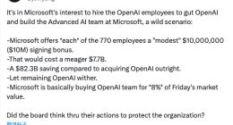 微软要给OpenAI员工每人1000万美元挖人？原来只是凭空想象