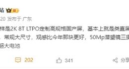 一加13将采用定制2K 8T LTPO高规格国产屏：影像只有小升级