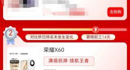 双11半场战绩：京东排行榜显示国产手机销量排名前五中 荣耀独占三款