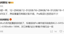 一加Ace 5系列存储规格曝光：24GB超大内存版被砍