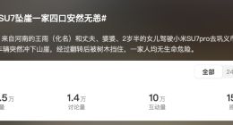 “小米SU7坠崖一家四口安然无恙”冲上热搜 车主回应