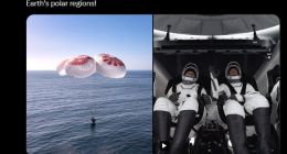 SpaceX载人绕飞地球两极任务结束 机组成功返回地球