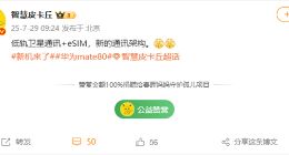 最早10月亮相！华为Mate 80系列将支持eSIM+低轨卫星通讯
