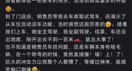 一网友称试驾乐道“险丧命”：销售驶出地库不久后撞墙
