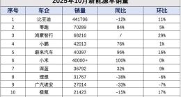10月新能源车销量：零跑首破 7 万登顶新势力，理想双下滑不及预期