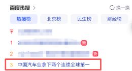 中国汽车产业拿下两个连续全球第一