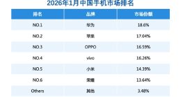 华为1月中国市场份额夺冠：Mate 80系列销量破254万