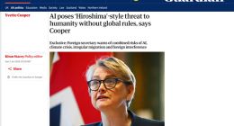 英外交大臣发严厉警告：AI失控危害堪比广岛核爆，呼吁中美牵头监管