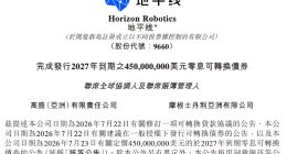 地平线完成4.5亿美元零息可转换债券发行 创始人余凯持股比例变化