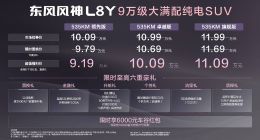 9.19万元起，东风风神L8Y大满配纯电SUV正式上市